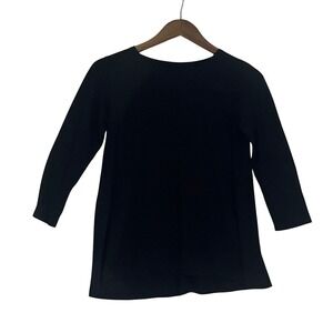 Muji‎ Modal Cotton Black Long Sleeve Top Size S Boat Neck